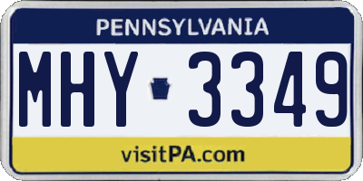 PA license plate MHY3349