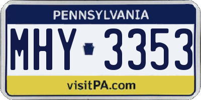 PA license plate MHY3353