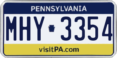 PA license plate MHY3354
