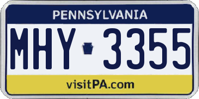 PA license plate MHY3355