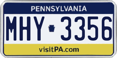PA license plate MHY3356