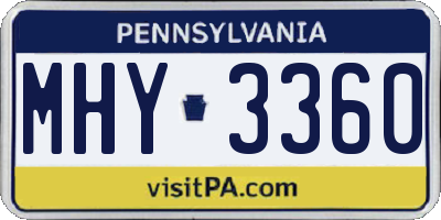 PA license plate MHY3360