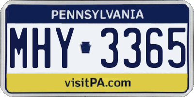 PA license plate MHY3365