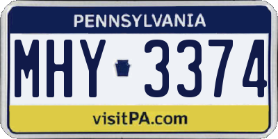 PA license plate MHY3374