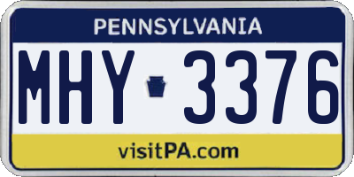 PA license plate MHY3376