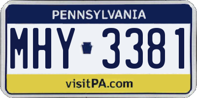 PA license plate MHY3381