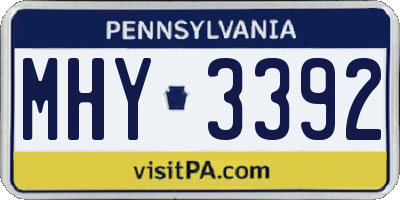 PA license plate MHY3392