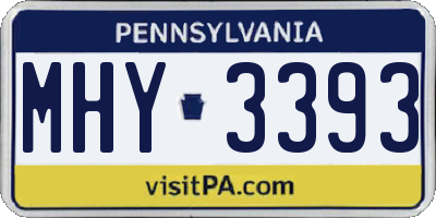 PA license plate MHY3393