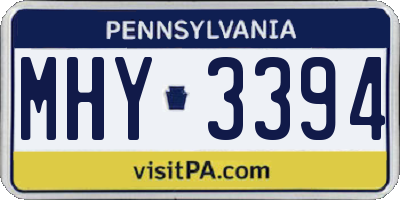 PA license plate MHY3394