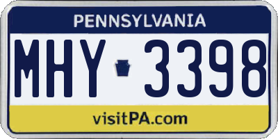 PA license plate MHY3398