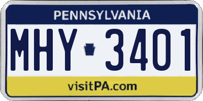 PA license plate MHY3401