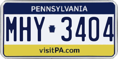 PA license plate MHY3404