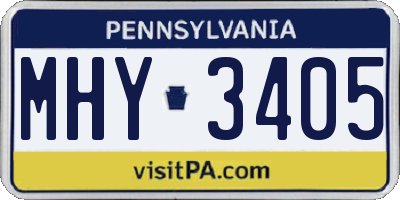 PA license plate MHY3405