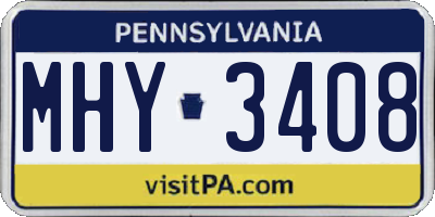 PA license plate MHY3408
