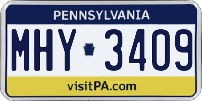 PA license plate MHY3409