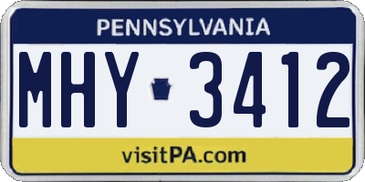PA license plate MHY3412