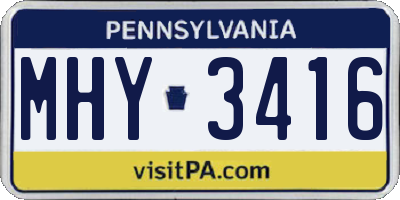 PA license plate MHY3416
