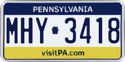PA license plate MHY3418