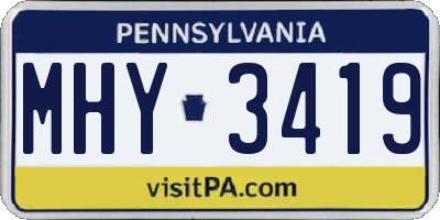 PA license plate MHY3419