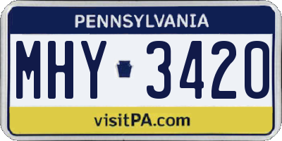 PA license plate MHY3420