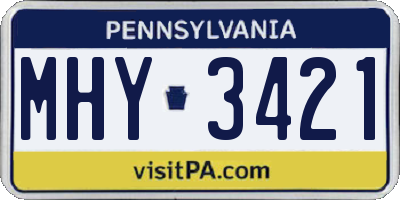 PA license plate MHY3421