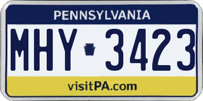 PA license plate MHY3423