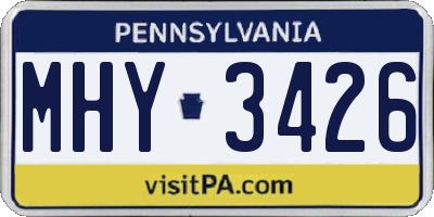 PA license plate MHY3426