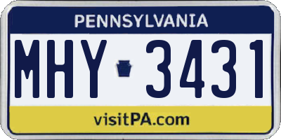 PA license plate MHY3431