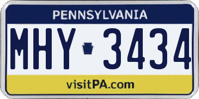 PA license plate MHY3434