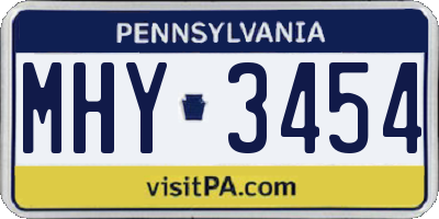 PA license plate MHY3454