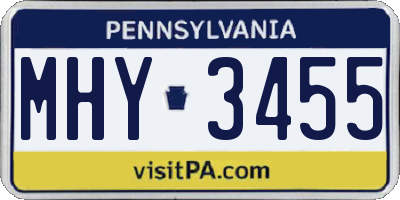 PA license plate MHY3455