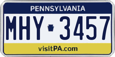 PA license plate MHY3457