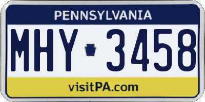 PA license plate MHY3458