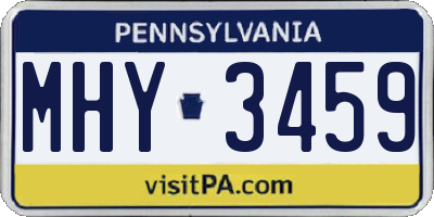 PA license plate MHY3459