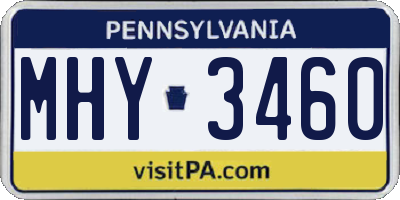 PA license plate MHY3460