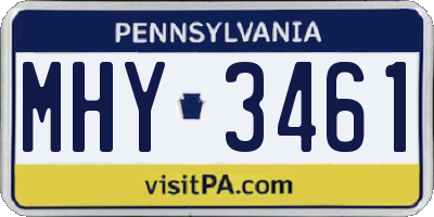 PA license plate MHY3461