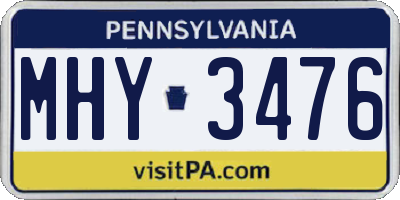 PA license plate MHY3476