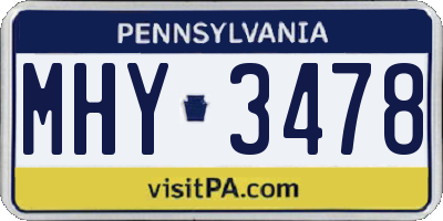 PA license plate MHY3478