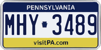 PA license plate MHY3489