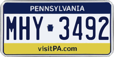 PA license plate MHY3492