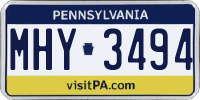 PA license plate MHY3494
