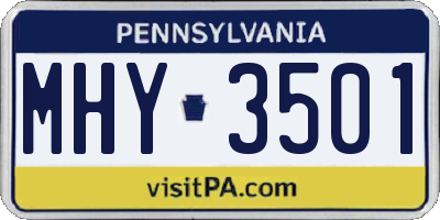 PA license plate MHY3501