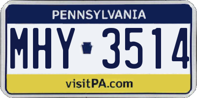 PA license plate MHY3514