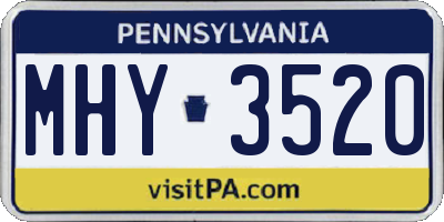 PA license plate MHY3520