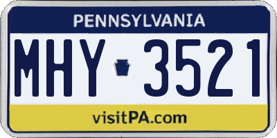 PA license plate MHY3521