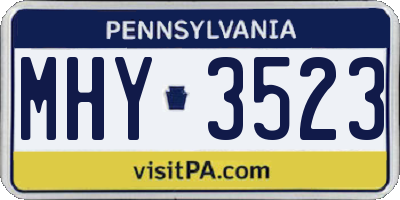 PA license plate MHY3523