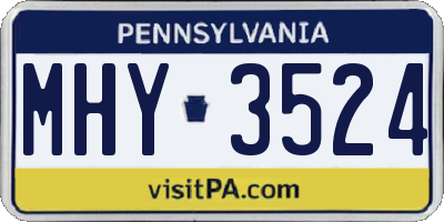 PA license plate MHY3524