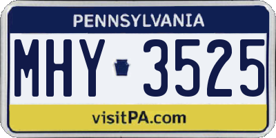 PA license plate MHY3525