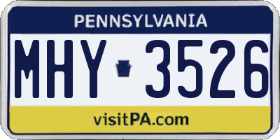 PA license plate MHY3526