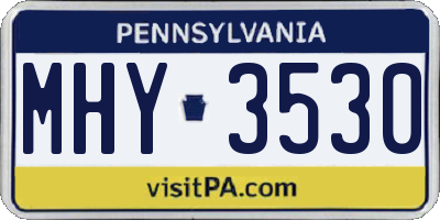 PA license plate MHY3530